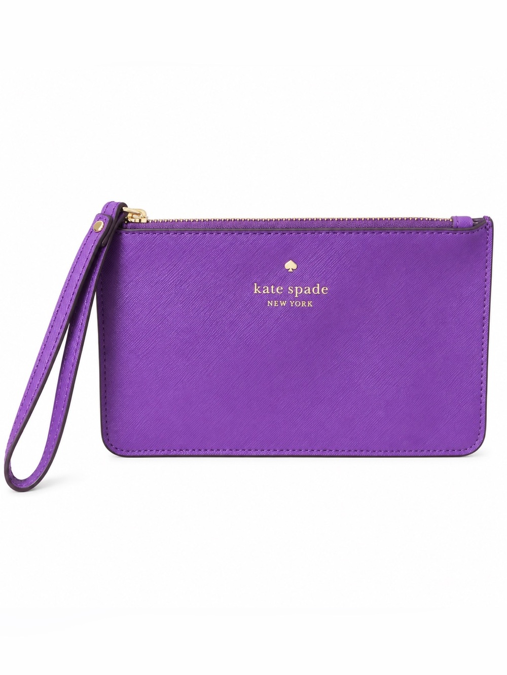 kate spade Purple Saffiano Zip Wristlet with Gold Logo
